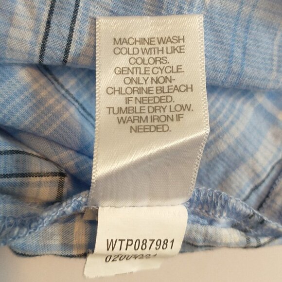 J Jill Top Women's Small Blue Check Plaid Button-Up Cotton Long Sleeve Shirt - Picture 13 of 16